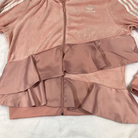 NWT ADIDAS J KOO track jacket pink white ruffle L - Picture 4 of 8